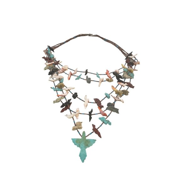 Vintage Native American Indian Fetish 5 strands Heishi Necklace - Picture 2 of 4